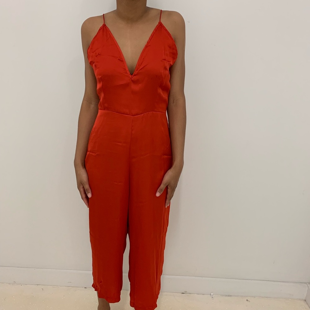 Red Satin Jumpsuit